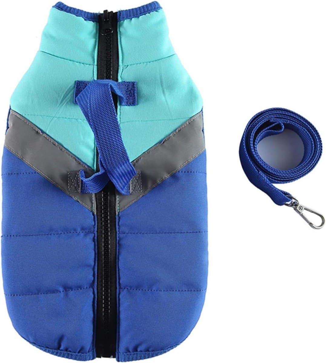 Hondenjas met Harnas - Winterjas Hond - Bescherming tegen Kou - Reflecterende Strips - 2 Stuks - Blauw
