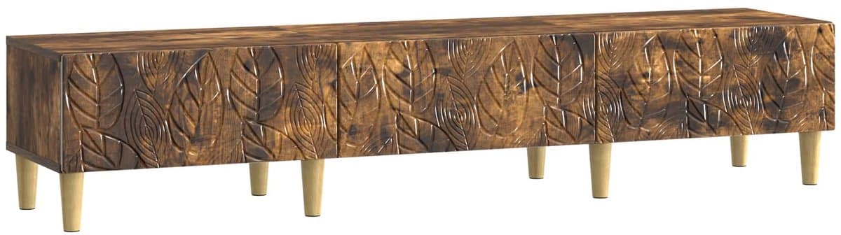 vidaXL - TV - Kast - 147 - x - 34,5 - x - 30 - cm - Gerookt - eiken - Bewerkt - hout