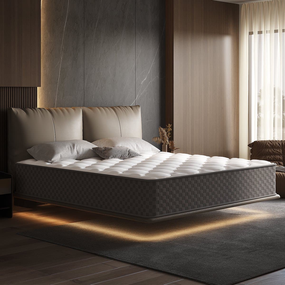 Saikefy Matras 90x190 cm - 22cm - Pocketvering Matras - 7-Zones - Orthopedisch - Afritsbaar en wasbaar hoeslaken - Anti-Allergie - Traagschuim - Gemiddelde Stevigheid
