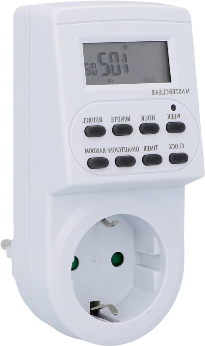 DYNA® Digitale Tijdschakelaar - Digitale schakelklok Met 20 Programma’s - Schakelklok Timer – Wit - 9cm x 12cm x 14cm