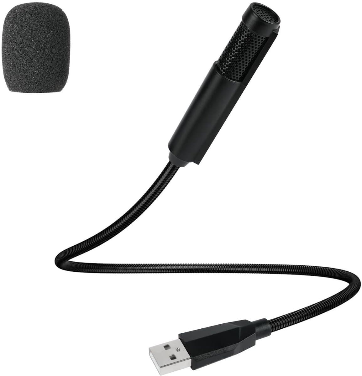 Mini Condenser Microphone - USB Goose Neck Microphone - Voor Laptop En Online Vergaderingen - 1 Stuk - Zwart