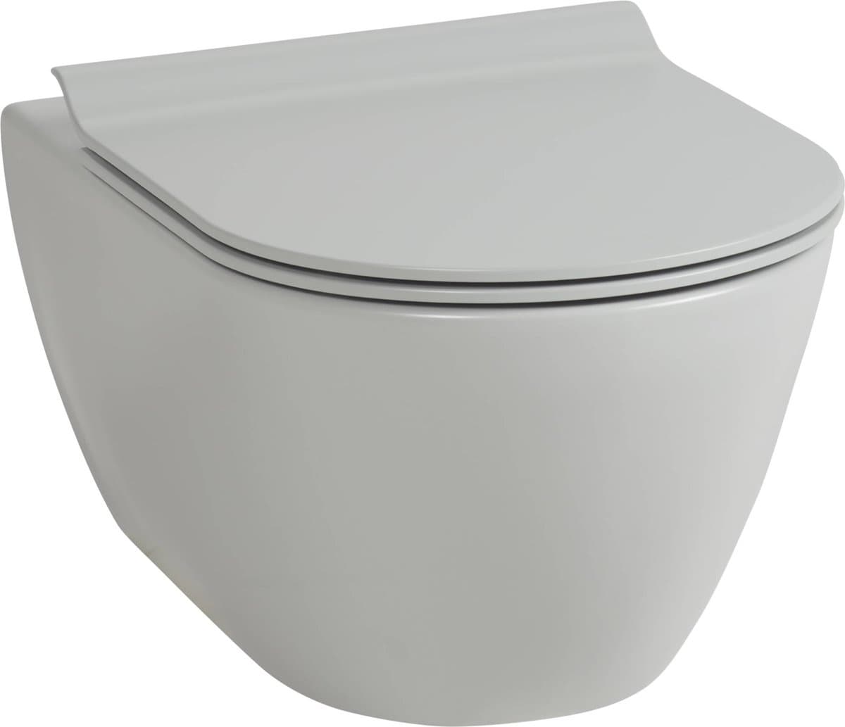 Ben Segno Hangtoilet - met Toiletbril - Xtra Glaze+ Free Flush - Cement Grijs - WC Pot - Toiletpot - Hangend Toilet