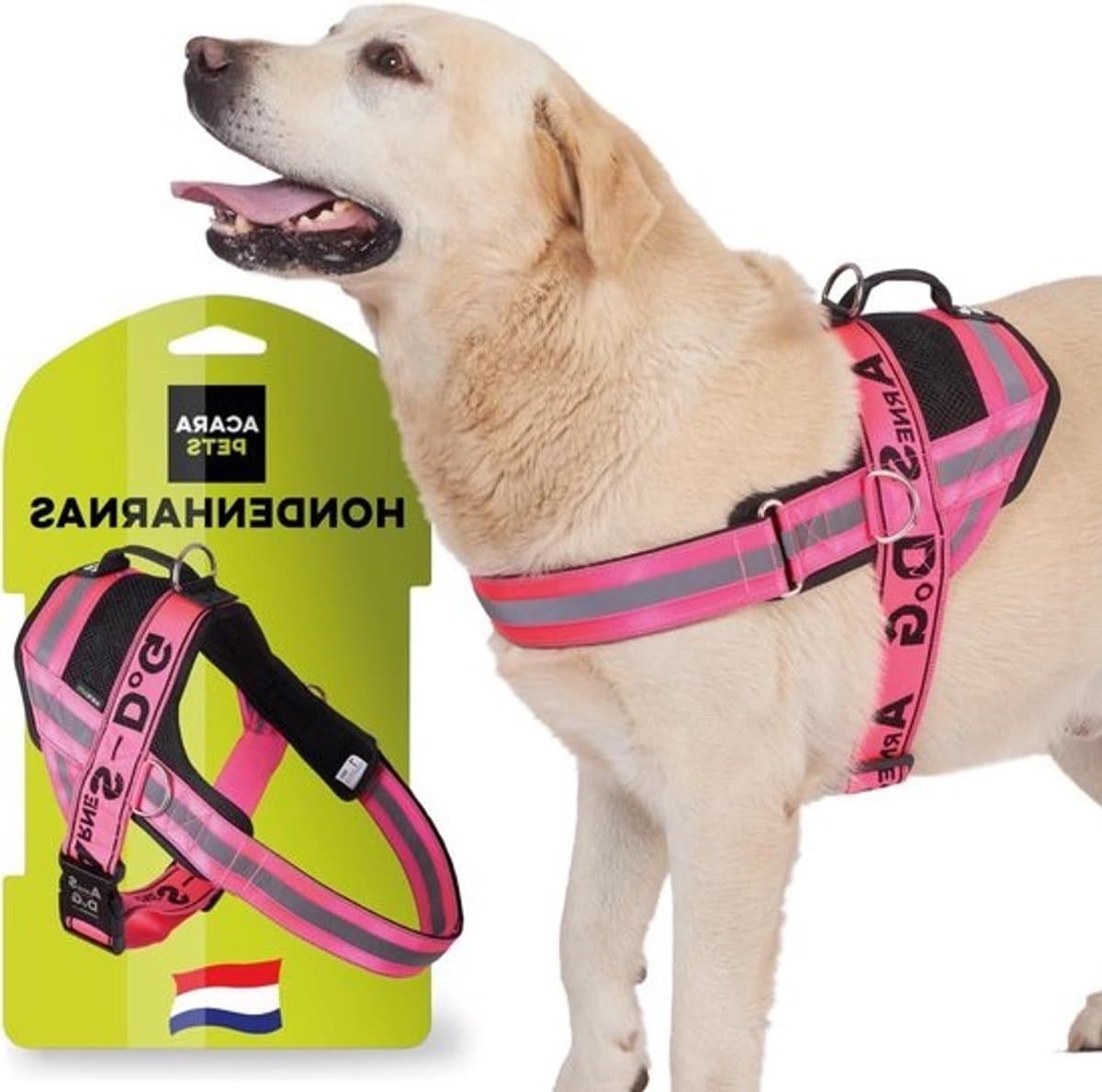 Honden Tuig - Veilig Harnas - Comfortabel Wandelen - Nekontlastend Ontwerp - Maat L - Fluor Roze