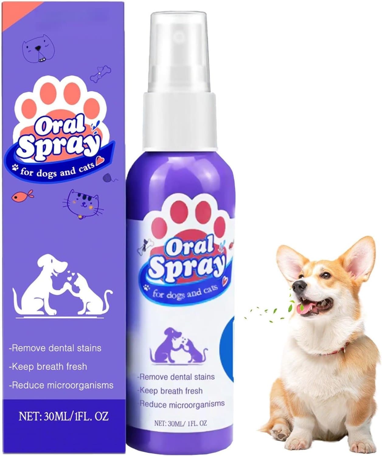 Professionele tandspray voor honden en katten, natuurlijke tandverzorging als spray, ademfrisse spray voor huisdieren - ShopVlot