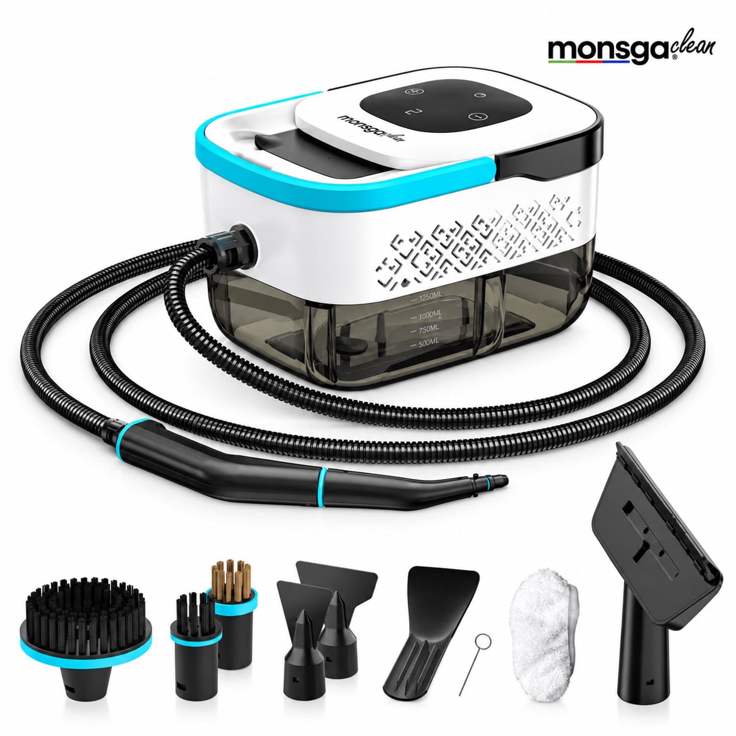 Stoomreiniger 1500W – 1,6L Watertank – 15 sec Snel Opgewarmd – 3,5 Bar – 6 Stoomstanden – Multifunctionele Stoomreiniger met Accessoires – Wit