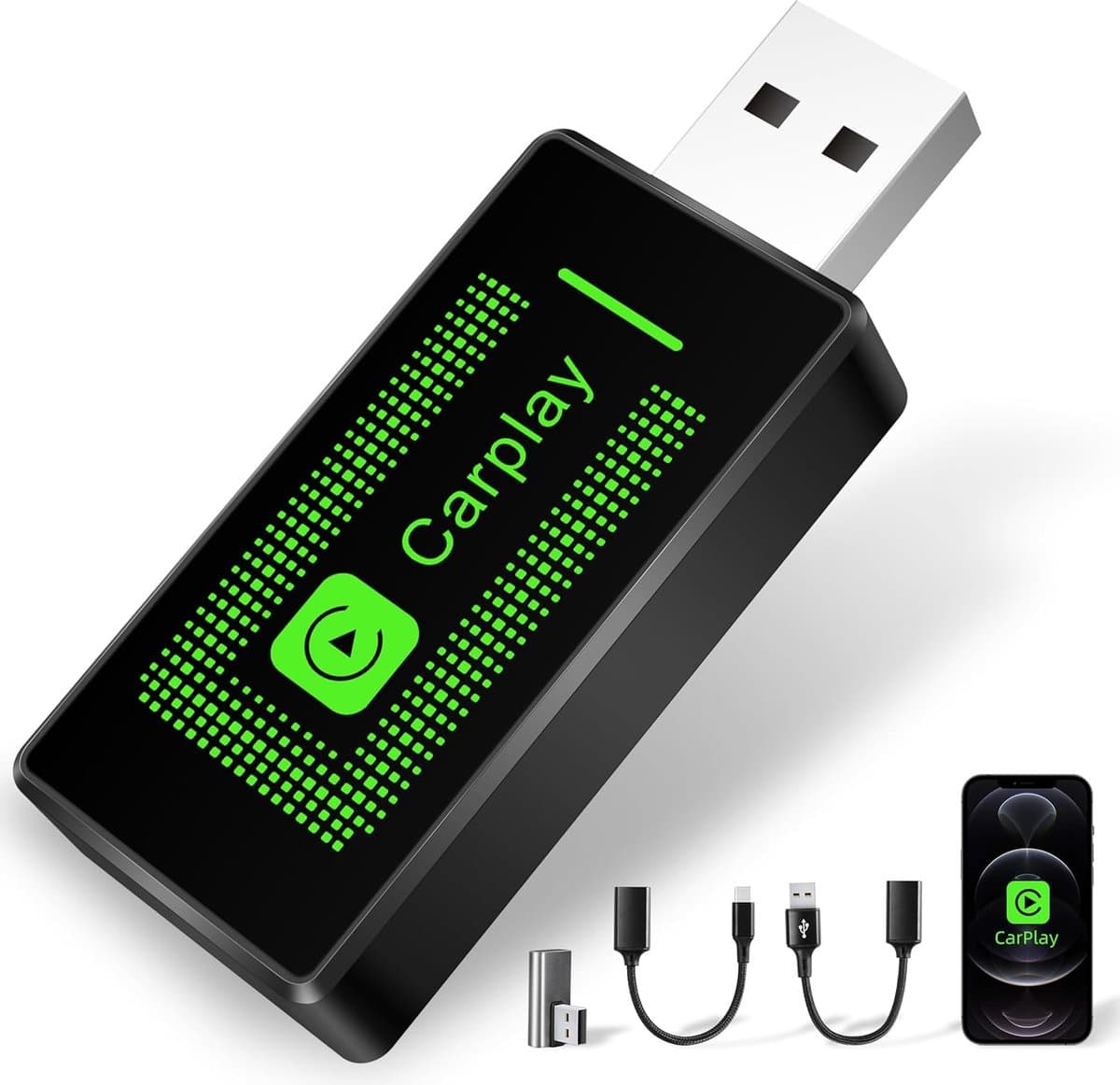 CarPlay Dongle - 2024 Upgrade Draadloze CarPlay Adapter Geschikt voor iPhone, USB Dongle, Plug-and-Play, Geschikt voor auto's vanaf 2016 & iPhone iOS 10+