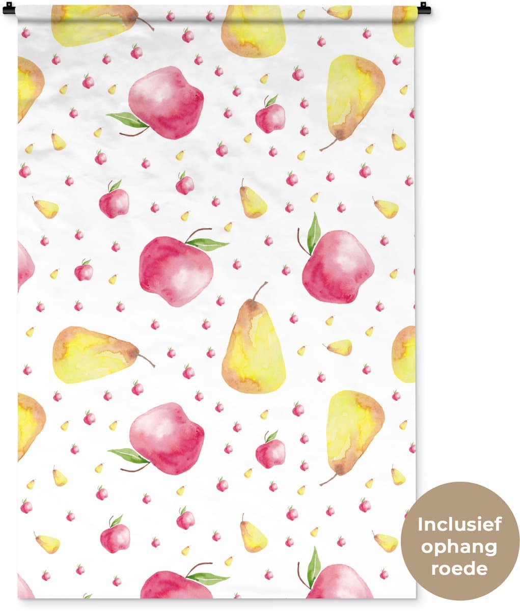 Wandkleed - Wanddoek - Fruit - Waterverf - Patronen - 120x180 cm - Wandtapijt