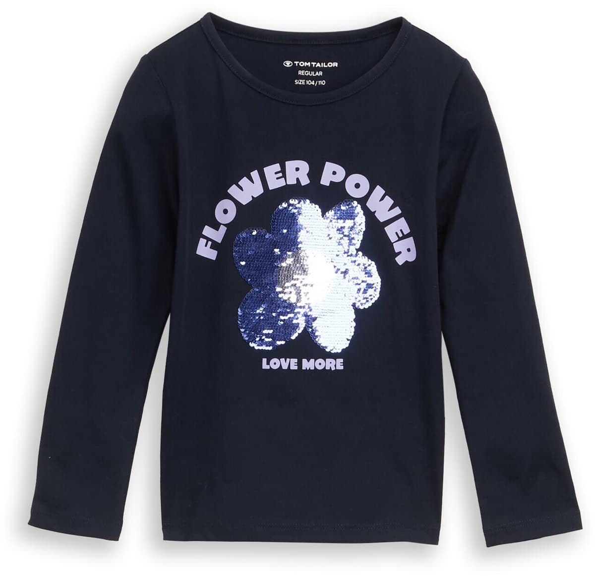 Tom Tailor - T-shirt met lange mouwen en omkeerbare pailletten - Maat 116/122 - sky captain blue