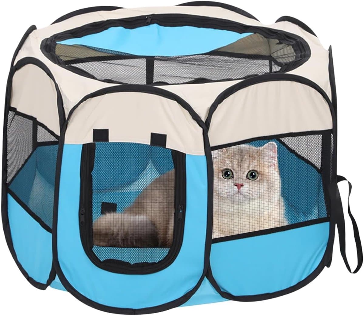 Dierenverblijf Tent - Huisdier Ren - Buiten Ontspannen - Ventilerend Mesh - 114x114x58cm - Zwart