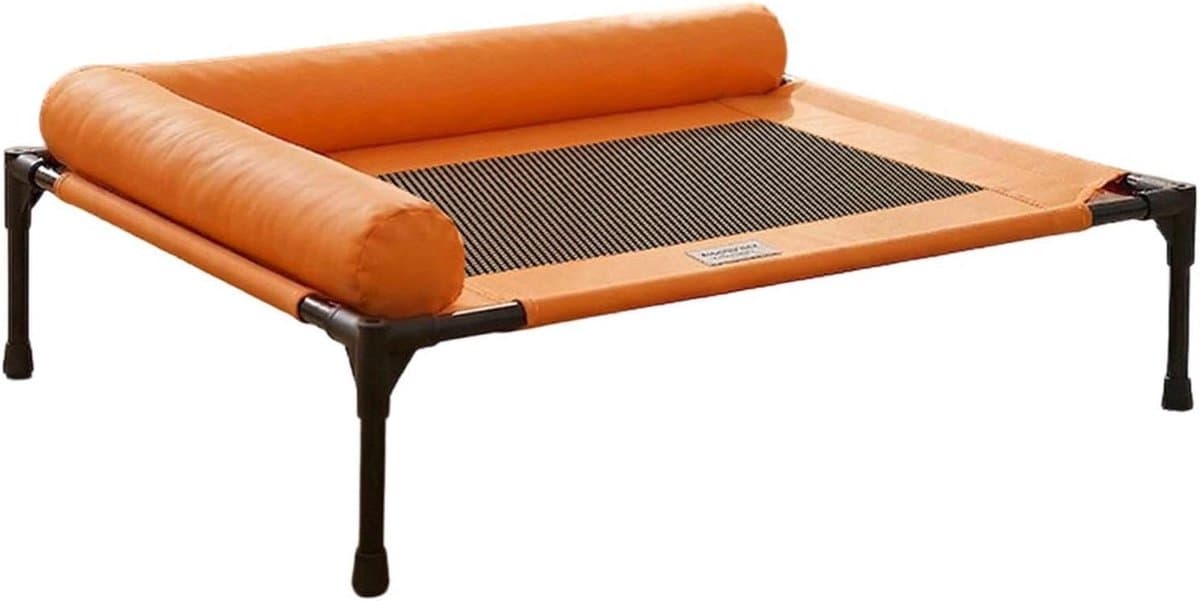 Hondenbed Verhoogd - Huisdiernest Buiten - Comfortabel Rusten - Ademende Mesh Stof - 61 x 16.5 x 16.5 cm - Oranje