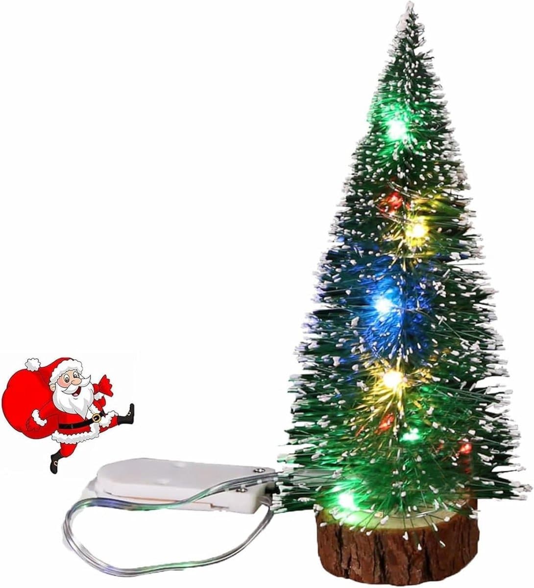 Mini Kerstboom - Kunstboom Decoratie - Tafeldecoratie Creëren - Met Led Verlichting - 10 cm Hoog - Groen