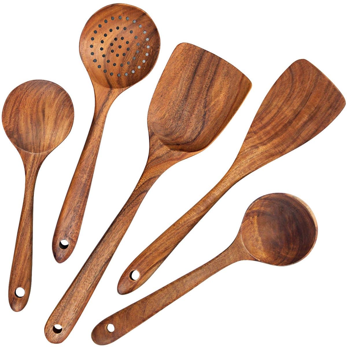 Dailygoods - 5 Stuks Hittebestendige Houten Keukengerei Set - Antibacterieel en Veilig