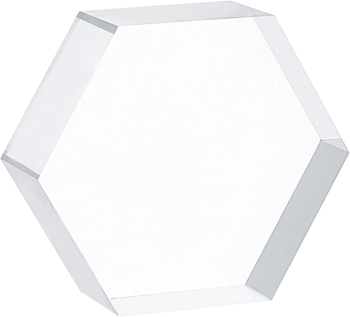 Duidelijke Gepolijste Acryl Display Blok, 7.5 x 6.5 x 2.5 cm, Hexagonaal, Transparante Basis voor Fotografie, Decoratie, Verzamelaars en Miniaturen