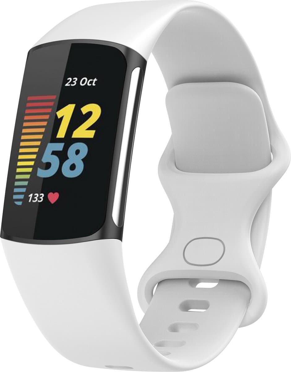 123watches sport band - wit - SM - Geschikt voor Fitbit Charge 5 & 6