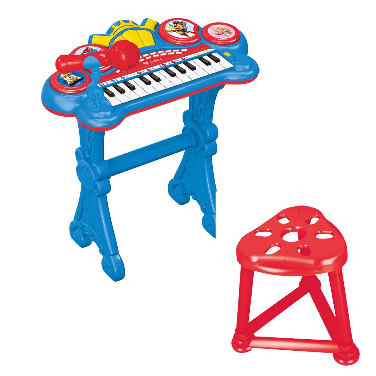 Piano électronique La Pat' Patrouille avec siège, microphone et câble Aux-In - 24 touches lumineuses
