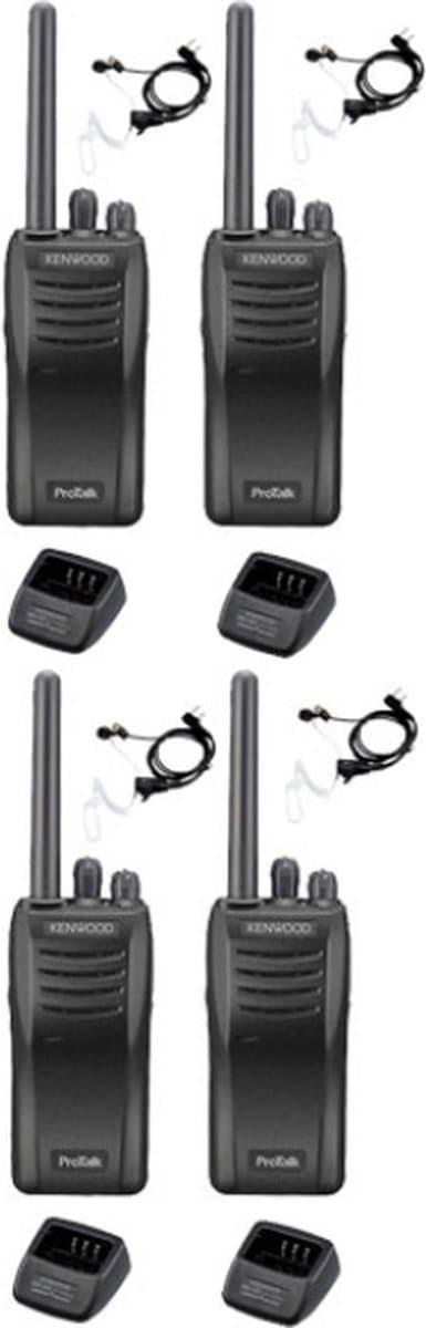 Set van 4 stuks Kenwood TK-3501 PMR446 met beveiliging oortje en tafelladers