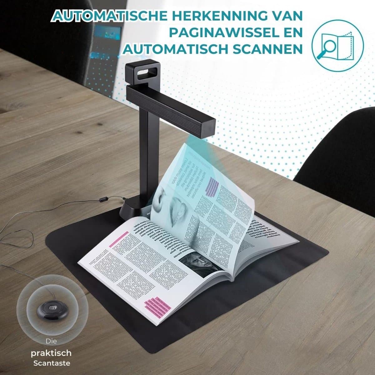 Smart Boekenscanner - Documentenscanner via USB – Scanner – Document Camera - Zwart