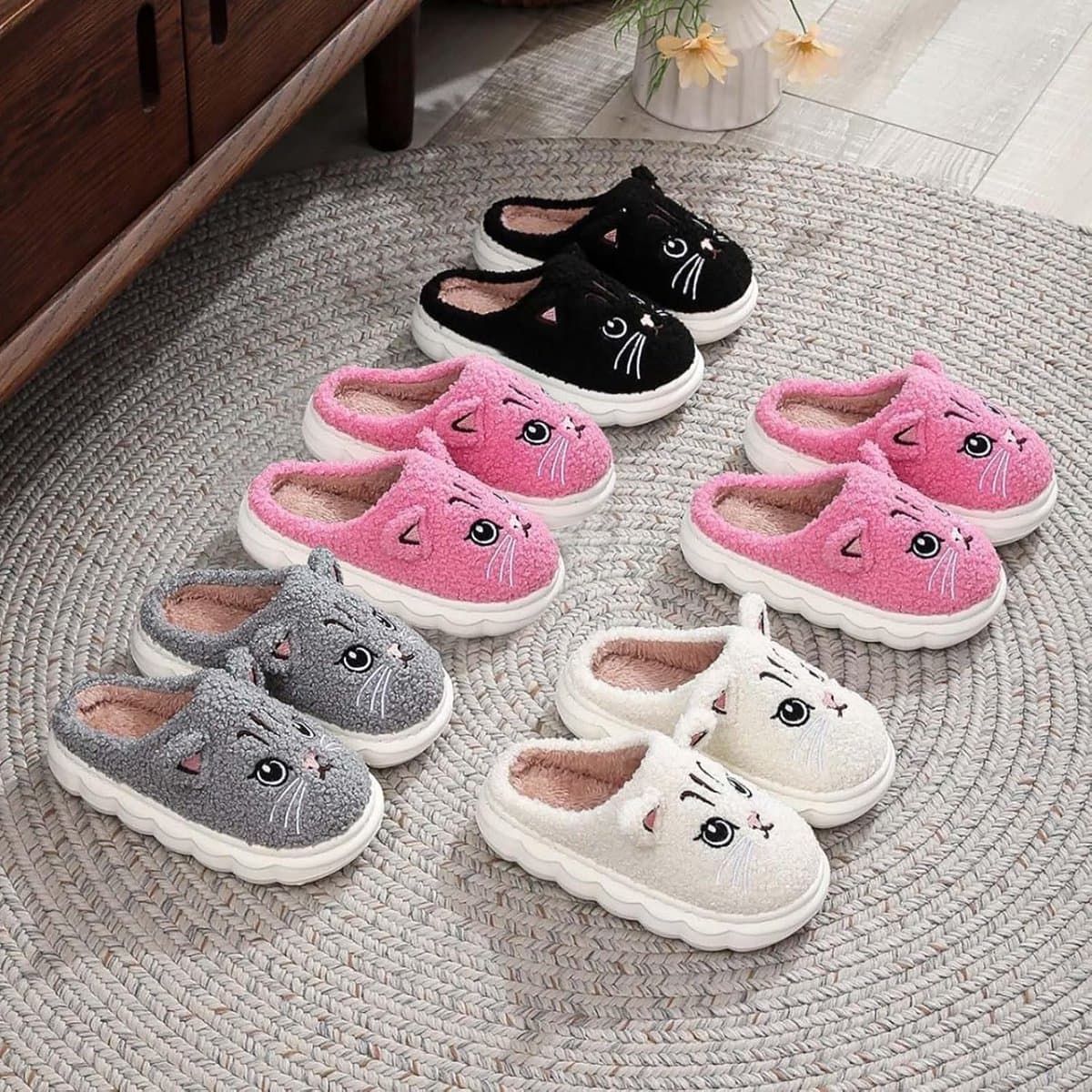 Meisjes Pantoffels - Zachte Katten Slippers - Binnenhuis Comfort - Ademende Binnenschoenen - 25 x 20 x 5 cm - Afgebeeld