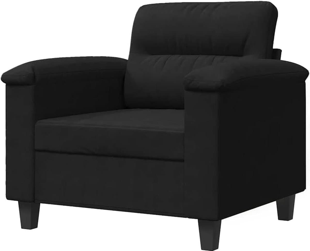 vidaXL Fauteuil 60 cm microvezelstof zwart, relaxfauteuil, relaxstoel, armstoel, leunstoel, luie stoel, tv stoel, fauteuil stoel, design fauteuil
