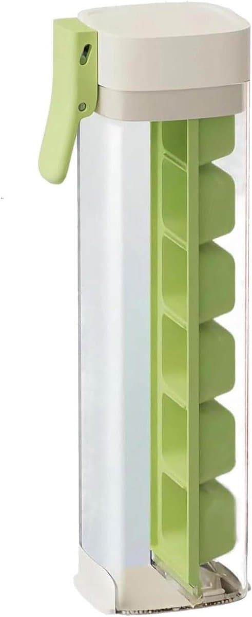 IJsblokvorm Hand Press - Vriezer Bak - Dranken Koelen - 6 Vierkante Blokken - 21x8 cm - Groen