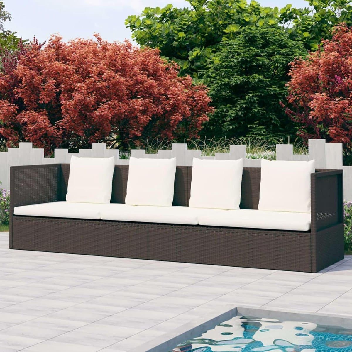 Tuinbed met kussen - Loungesofa Dagbed - Buiten Ontspannen - Verstelbare rugleuning - 200 x 60 cm - Bruin