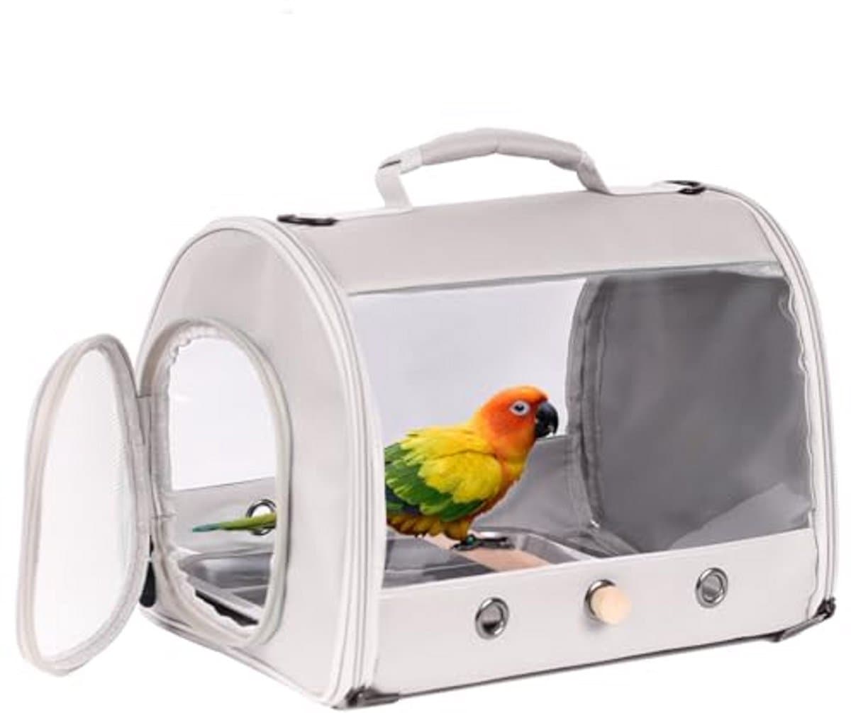 Vogel Reiskooi - Transportkooi Vogel - Vervoer Vogel - Handsfree Ontwerp - 33.5 cm - Grijs