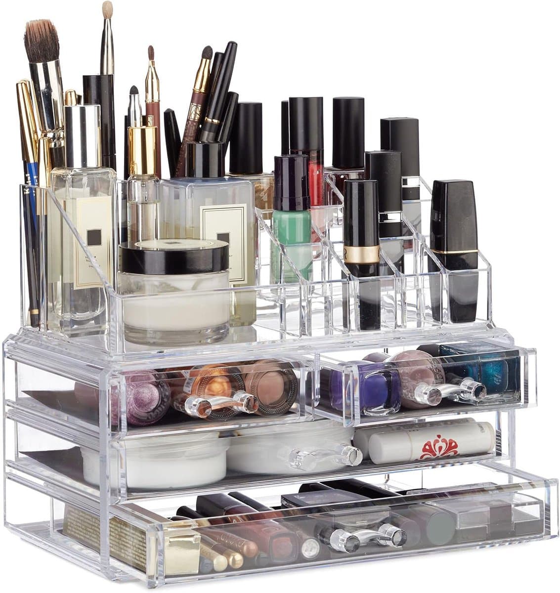 Make-up Organizer - Transparante Lade Organizer - Stapelbare Cosmetica Opbergbox - Acryl Display Box met Zwarte Mat
