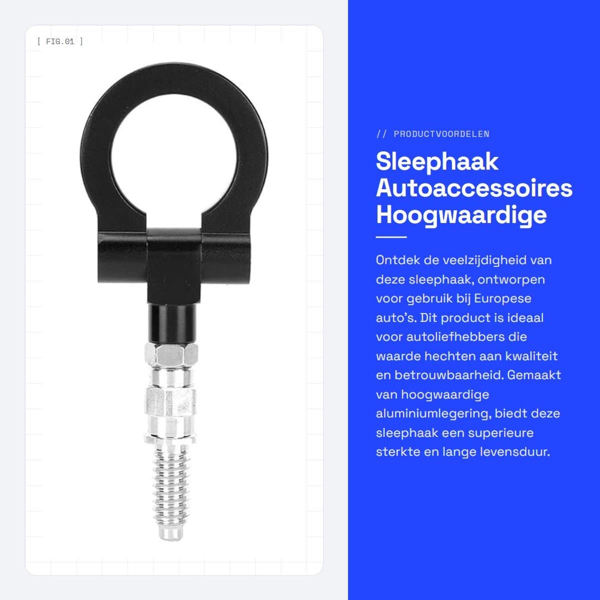 Dailygoods- Sleephaak Hoogwaardig Aluminium - Trekhaak vooraan - Koppelingskabel Reparatieset - Opvouwbaar Ontwerp - Autoaccessoires - Hoge Betrouwbaarheid