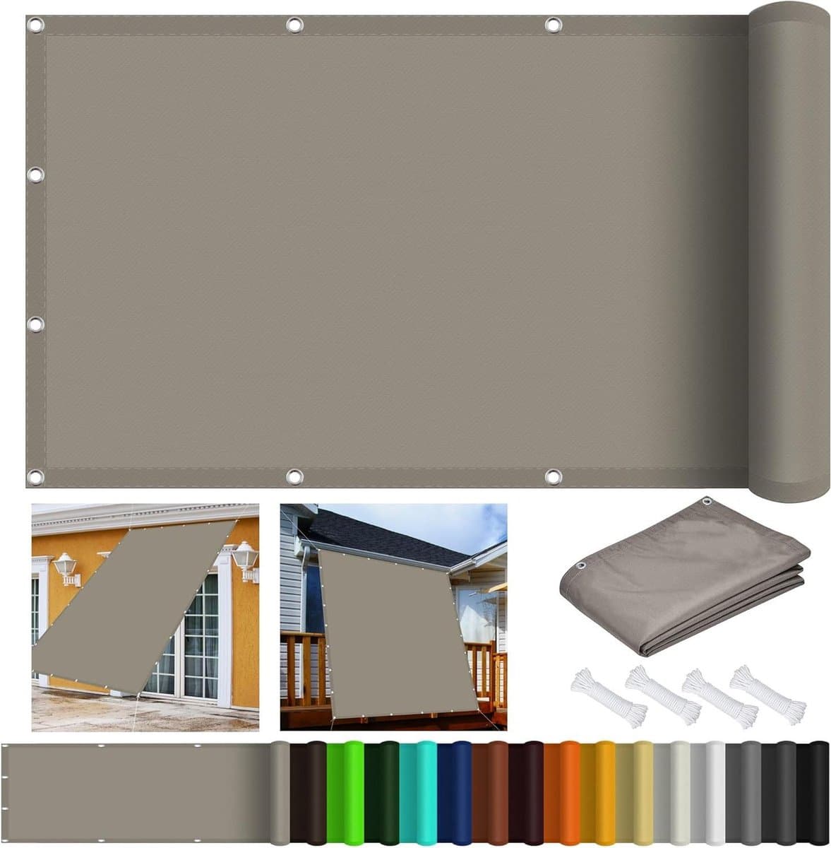 Zonneschermzeil Waterdicht - Luifel Schaduwdoek - Buitenkoelte Creëren - 98% UV-blokkering - 2.5 x 2.8 m - Taupe