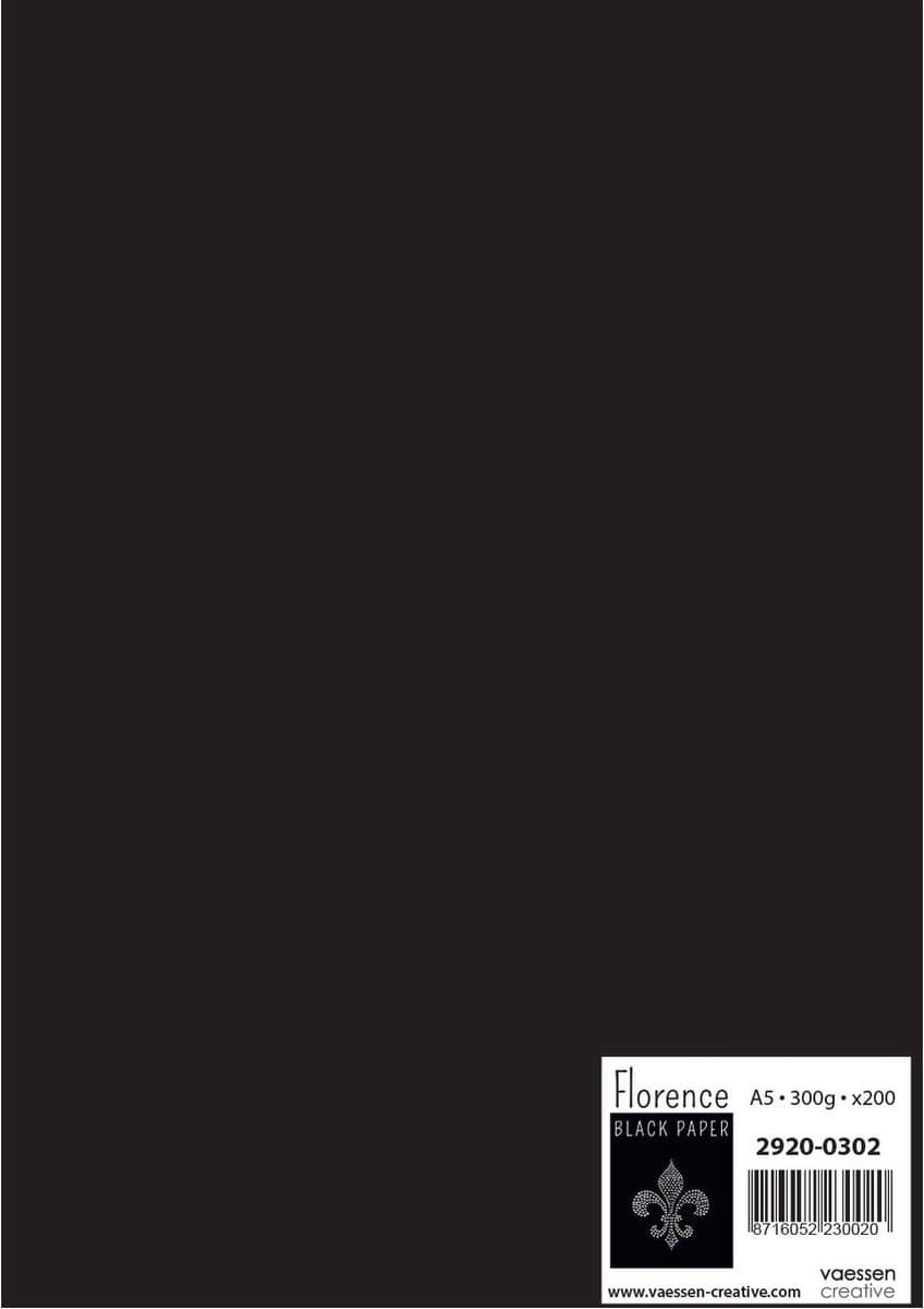 Vaessen Creative Cardstock A5 - Zwart - 200 vellen - Glad - 300g