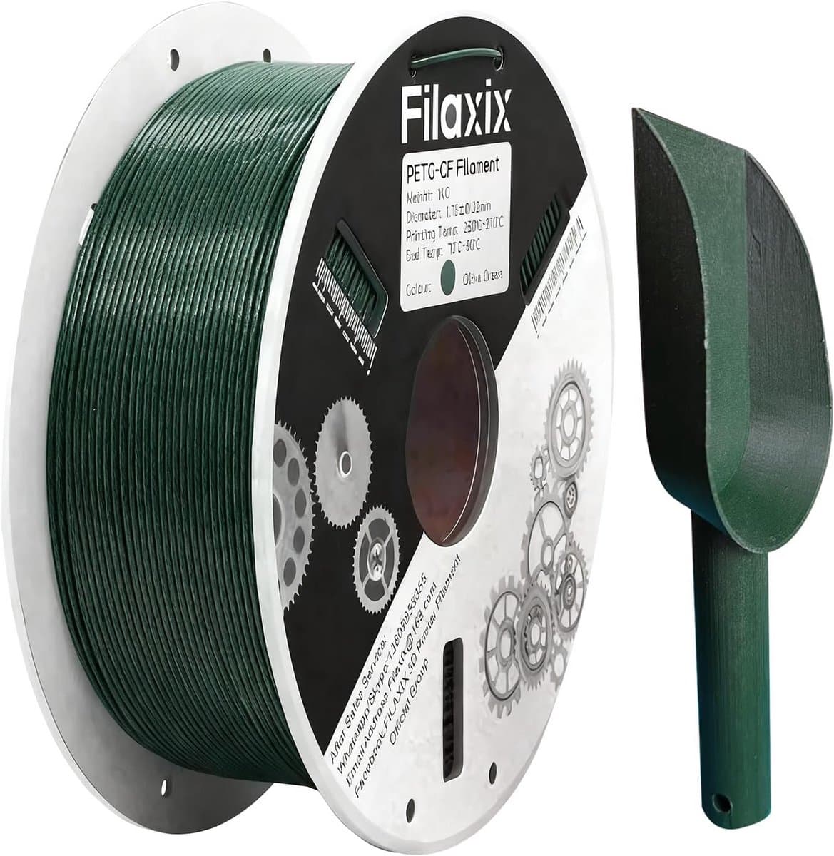 Carbon Fiber PETG Filament 1.75 mm voor 3D Printers, 1 KG Olijfgroen