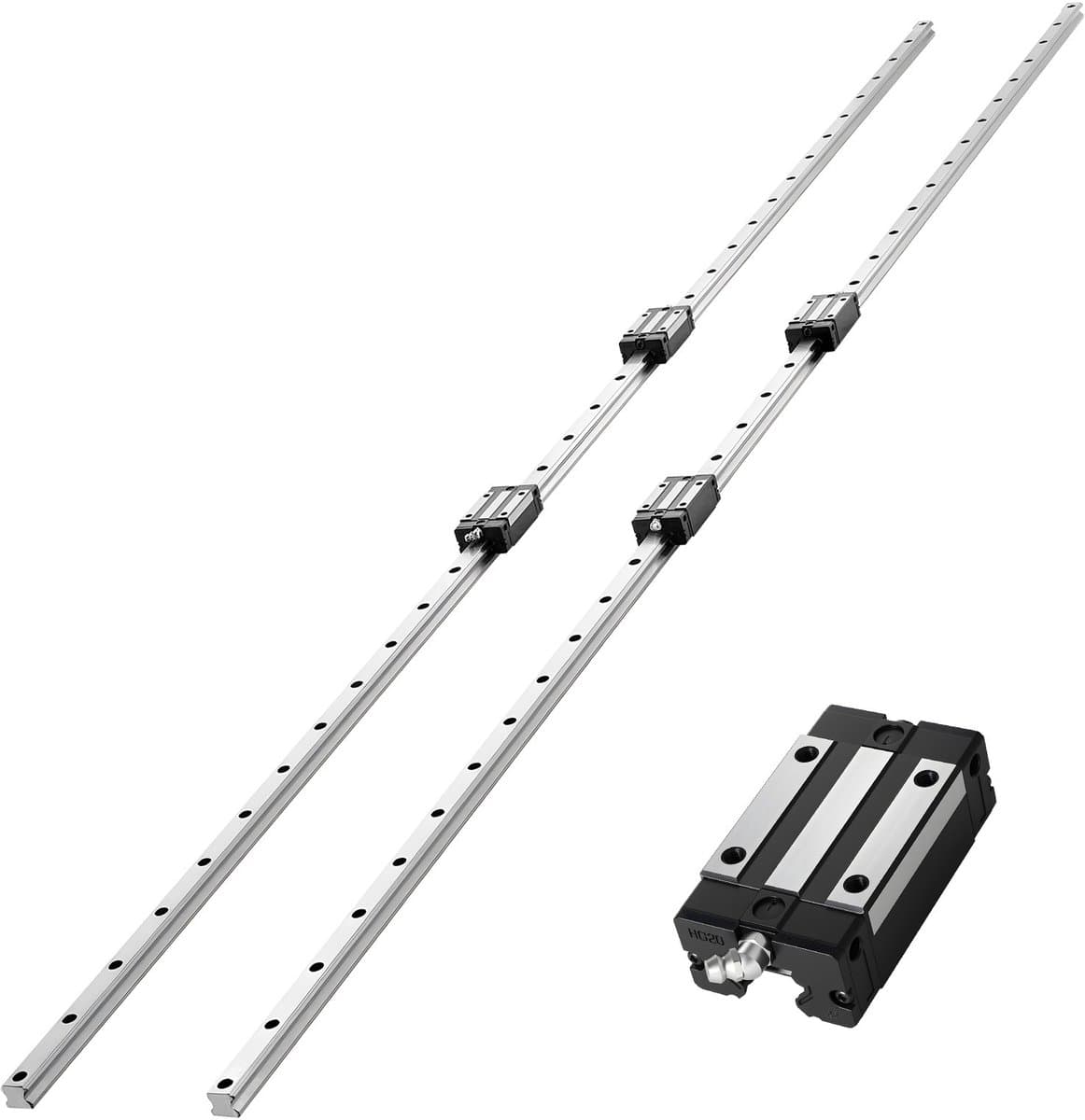 Lineaire geleiderset - HGR20 - 2x 2000 mm rails - 4 loopwagens - Roestvrij staal - Hoge nauwkeurigheid - Voor CNC, freesmachines, draaibanken & 3D-printers