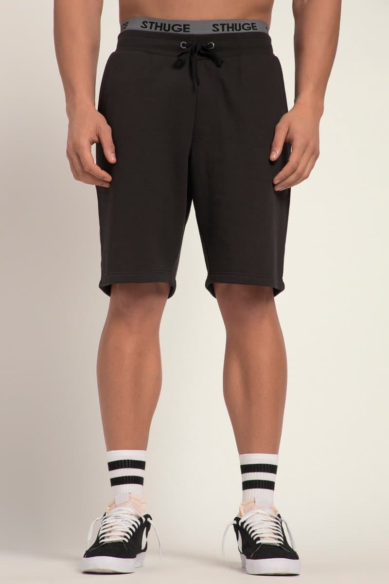 STHUGE - Heren - Sweatbermuda basic fit elastische band - Zwart - Maat 3XL