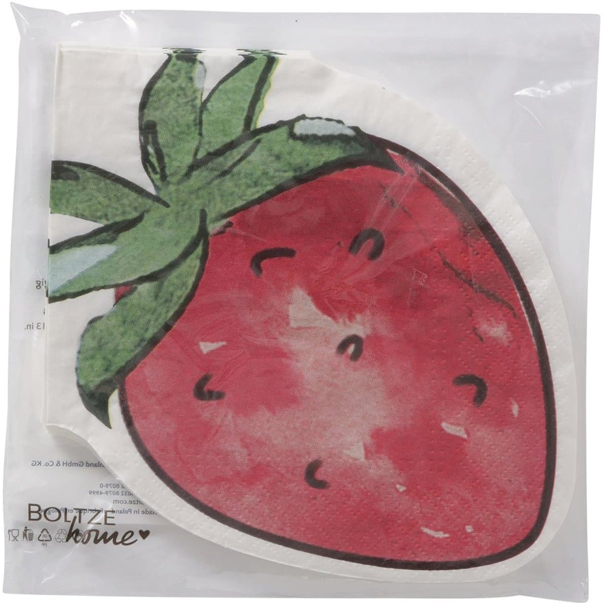 Boltze Home Servetten 'Emily' aardbei 16x16cm 12-delig papier
