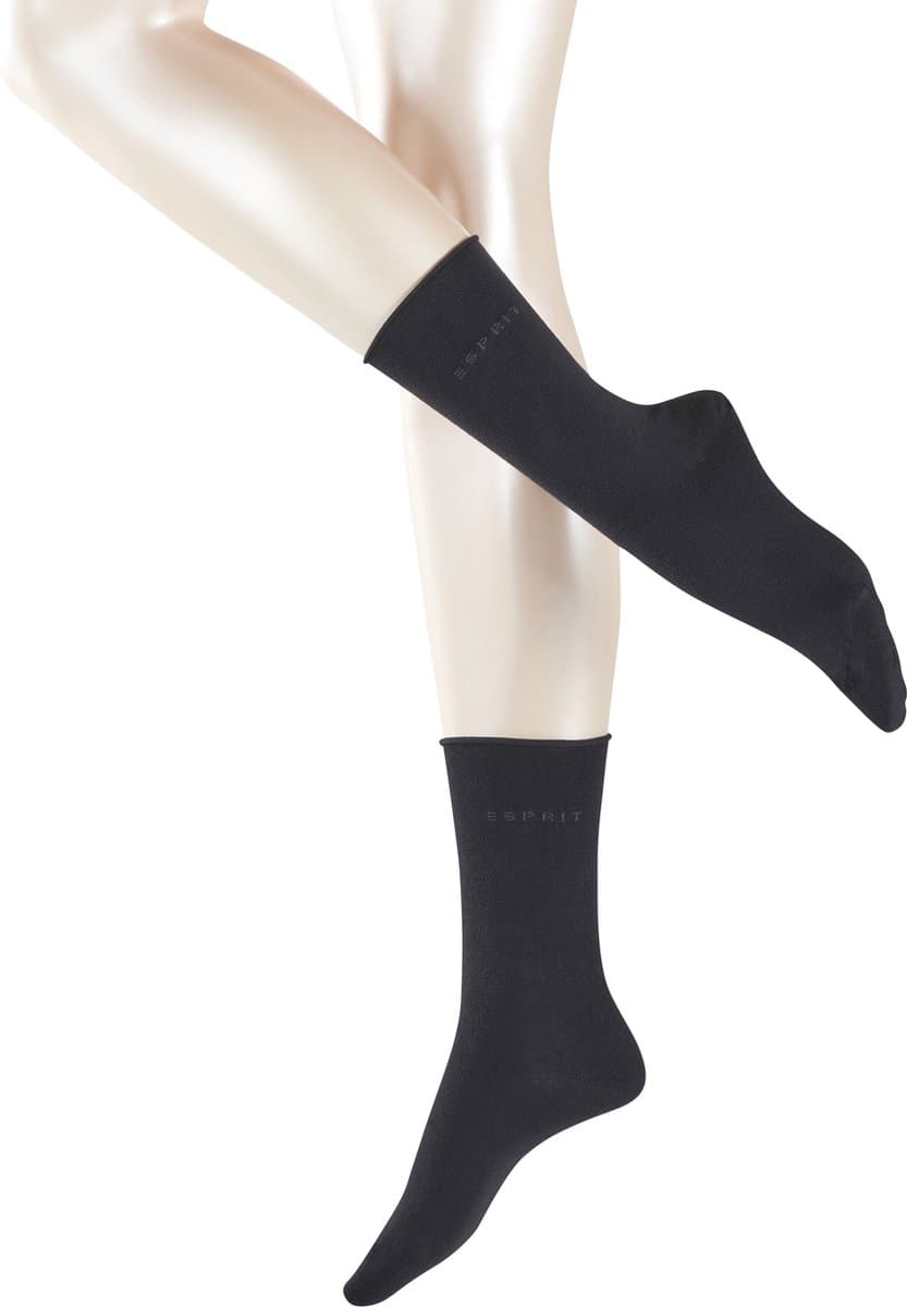 Esprit Basic Pure 2-Pack duurzaam organisch katoen multipack sokken dames zwart - Maat 35-38