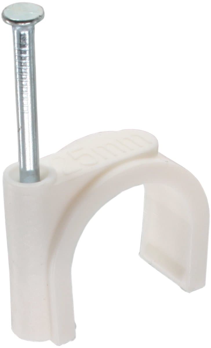 Kabelklemmen met spijker voor kabels tot 20mm - 50 stuks / wit