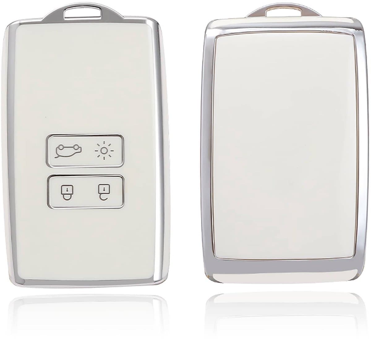 Autosleutel Hoesje geschikt voor Dacia - Sleutelcover - TPU Cover Sleutelhoes - Accessoires - wit