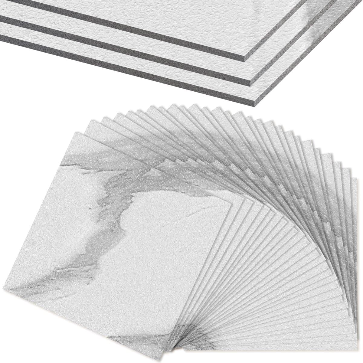 Froadp 54 stuks PVC-vloerbedekking Zelfklevend 5,02 m² Vinylvloer Vloertegels Zelfklevende tegels 30x30cm Vinylvloerbedekking Laminaat Waterdicht Antislip PVC-tegels Decoratieve planken Tegeloptiek Marmer Beige
