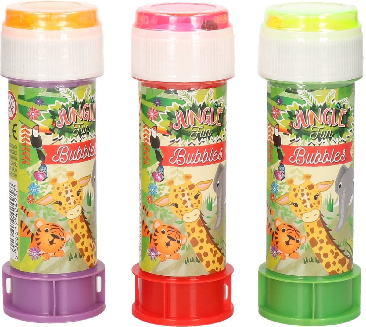 3x Jungle/safari dieren bellenblaas flesjes met spelletje 60 ml voor kinderen - Uitdeelspeelgoed - Grabbelton speelgoed