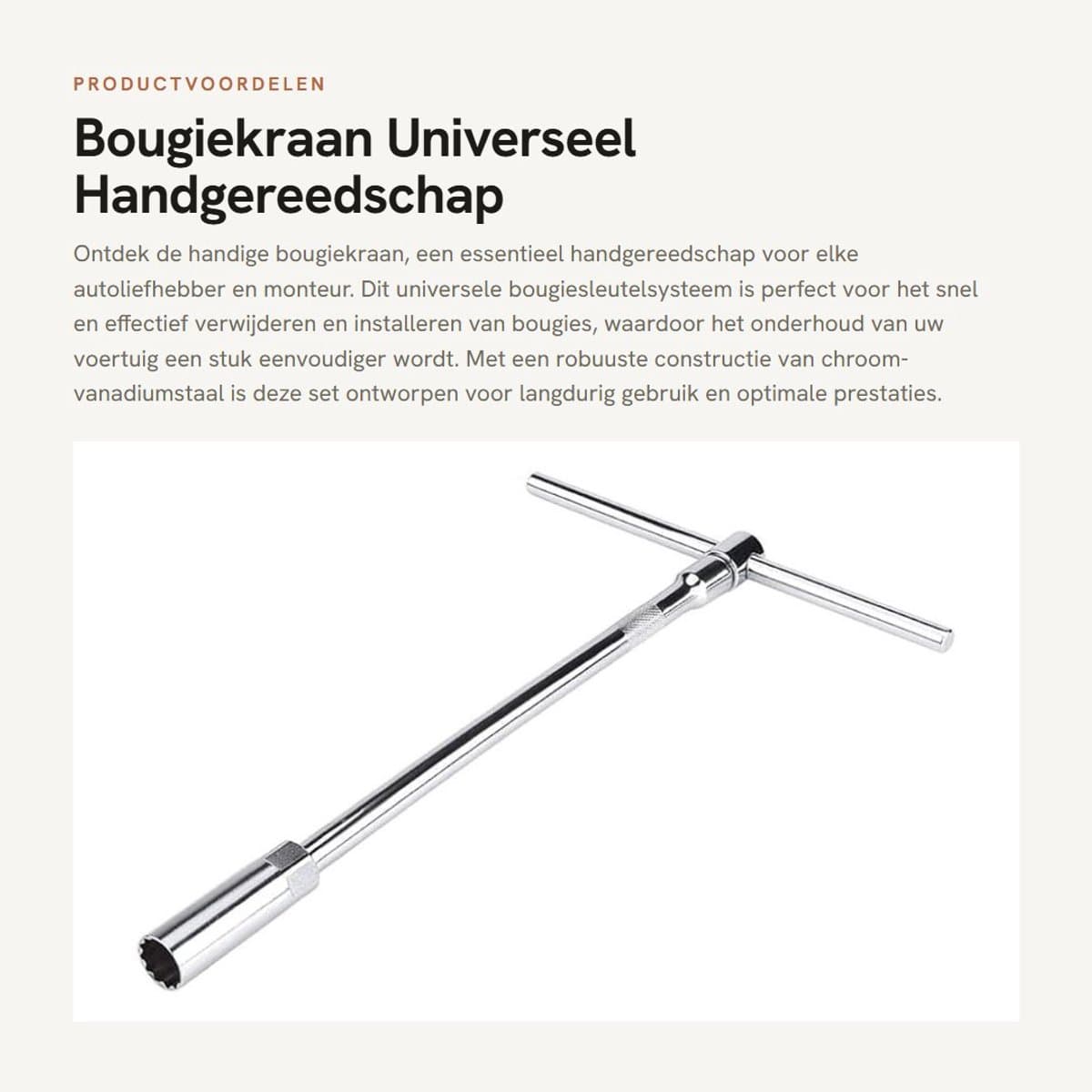 Dailygoods- Bougiesleutel 16mm - Bougiedop - Bougiesleutel set - Handgereedschap - Ergonomisch T-greep - Chroom-vanadiumstaal - Bougiekap