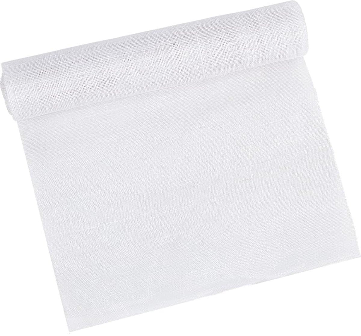 Dailygoods- Mesh Stof 90x50cm - Witte Linnen Gaasstof - Sinamay Hoed Netstof - Boeket Verpakking - Bruid Hoofdtooi - Decoratieve Versieringen - Gaas