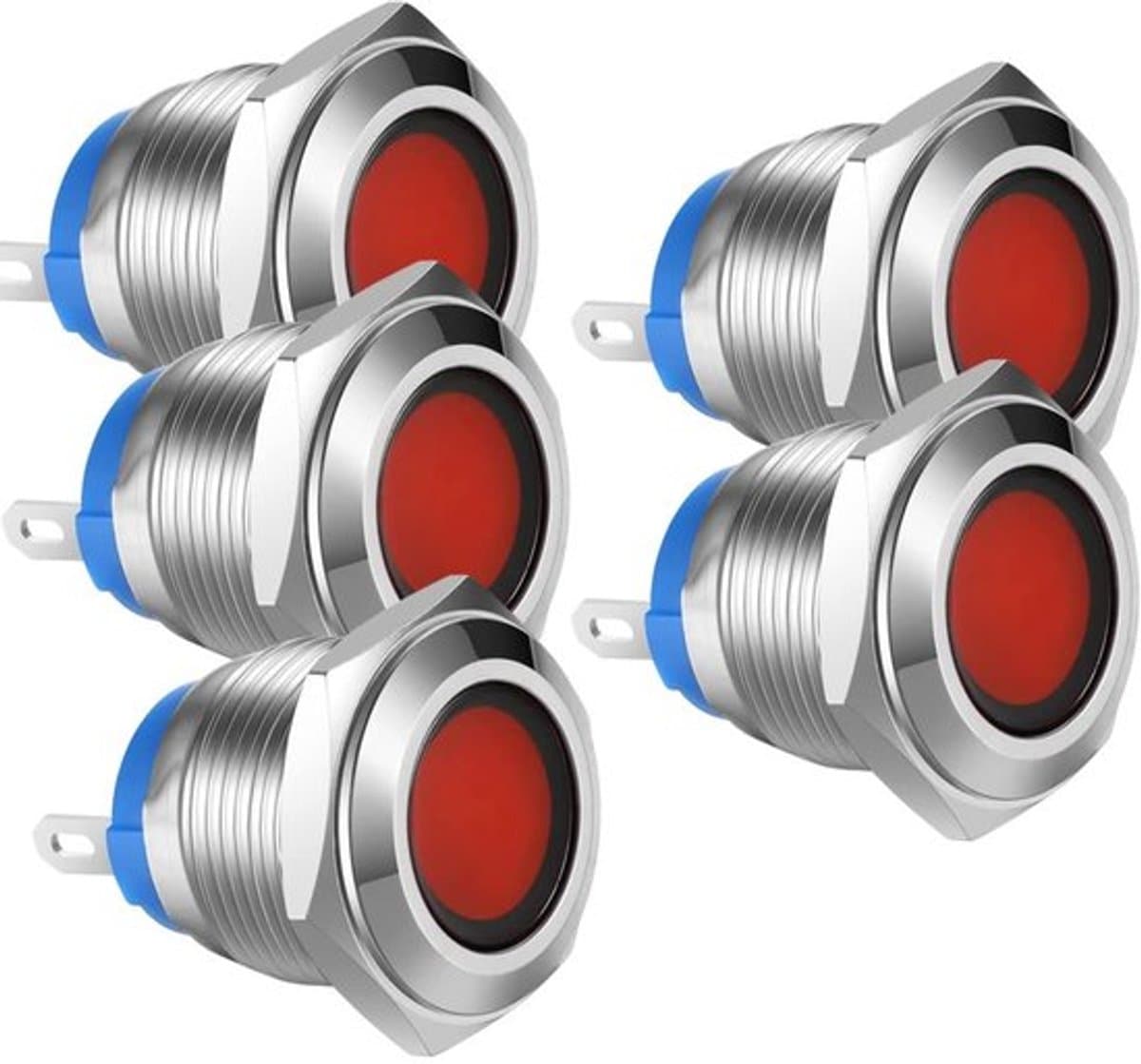 Dailygoods - LED Indicator Licht - Waterdicht - Rood - 16mm - Soldeer