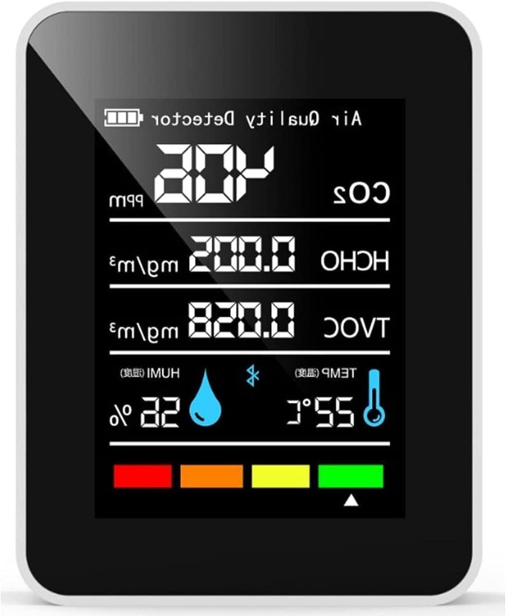 Luchtkwaliteit Monitor - CO2 Meter - Binnenlucht Meten - 5-in-1 Functie - 1200 mAh Batterij - Wit