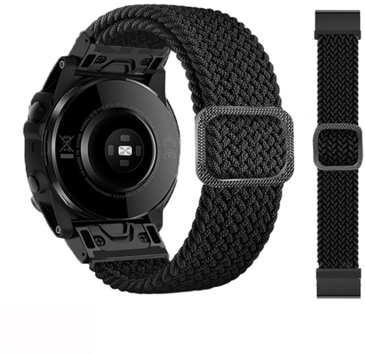 Voor Garmin Fenix 7X verstelbare nylon gevlochten elasticiteit horlogeband (zwart)