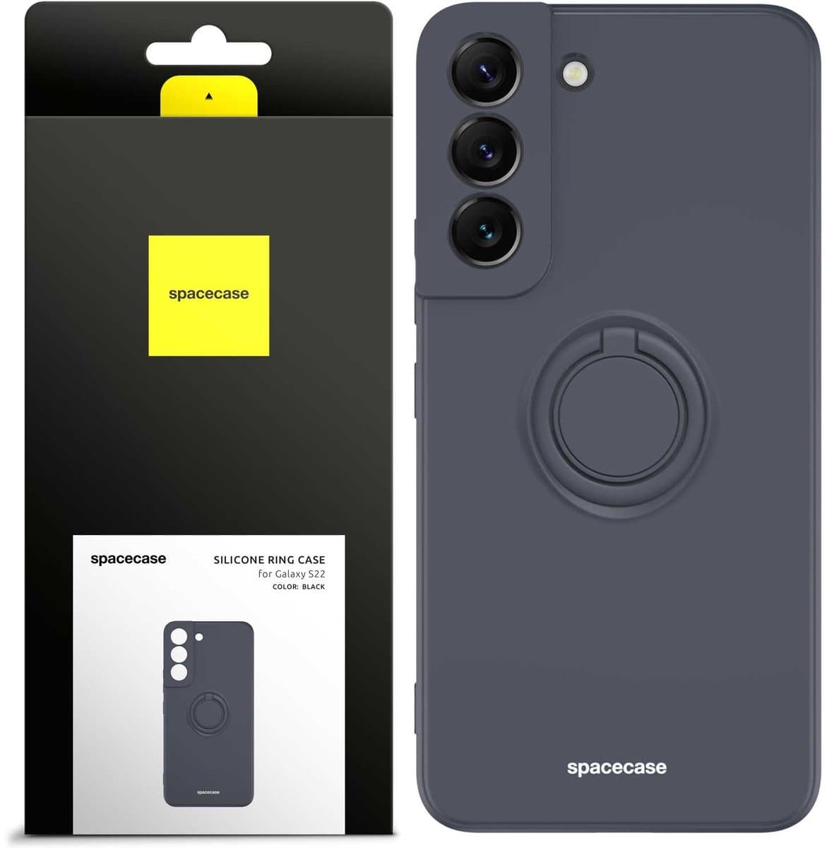 Spacecase Siliconen Ringkoffer Voor Galaxy S22 Zwarte Behuizing