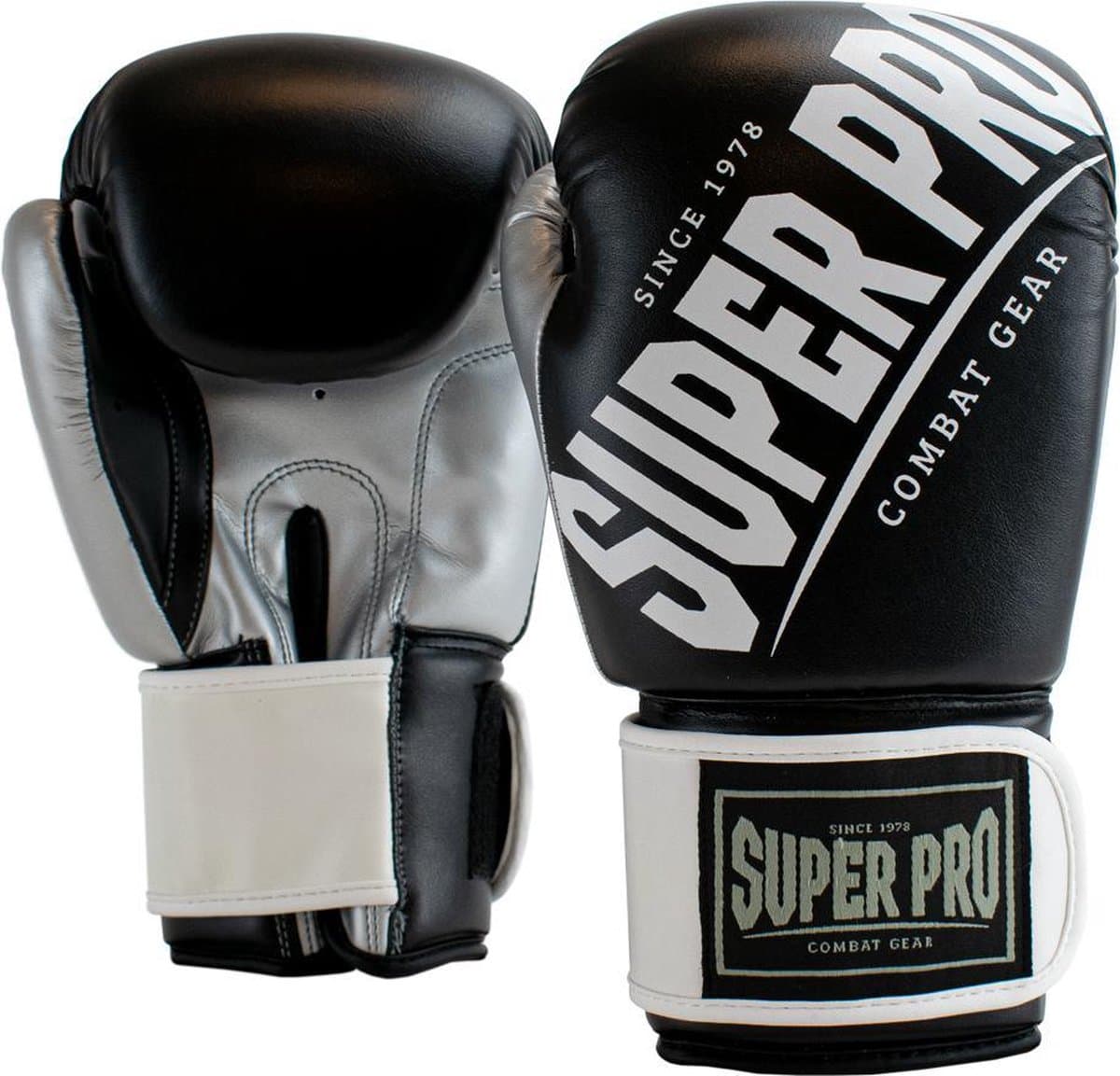 Super Pro Combat Gear (kick)bokshandschoenen Rebel Zwart/Grijs/Wit 10oz