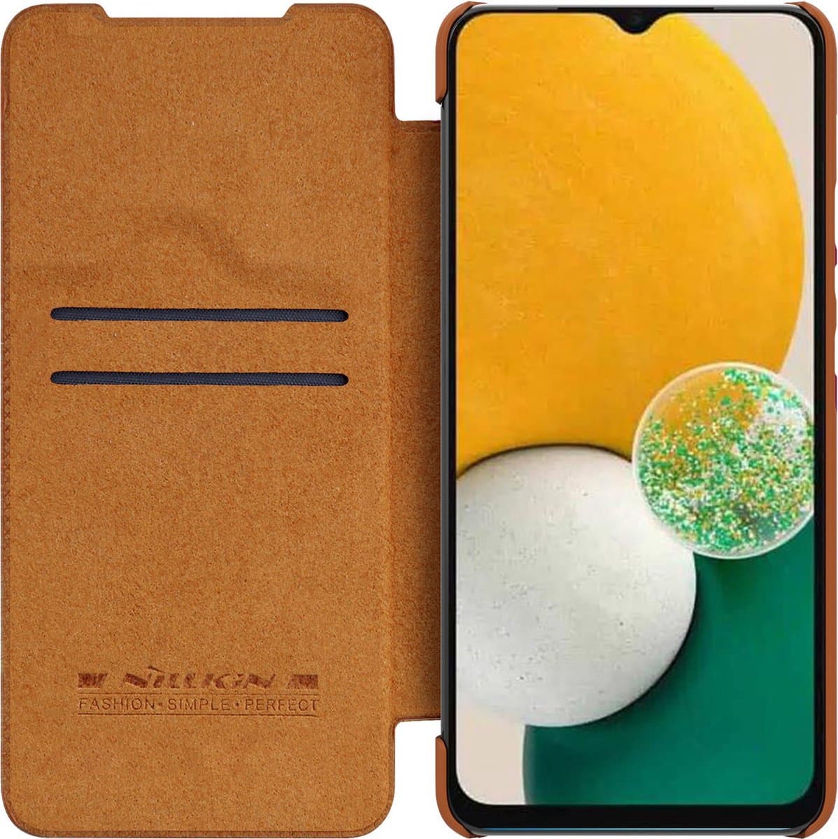 Telefoonhoesje geschikt voor Samsung Galaxy A14 5G Hoesje - Qin Leather Case - Flip Cover - Bruin