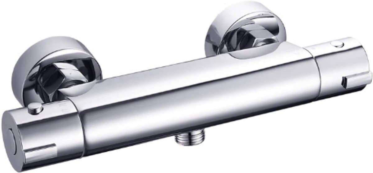 Douchekraan Met Thermostaat - Opbouw Douchearmatuur - Mengkraan Met 2 Uitlaten - 38 °C Veiligheidsknop - 26,4 Mm BSP + 21 Mm BSP Aansluiting - Thermostatische Douchekraan