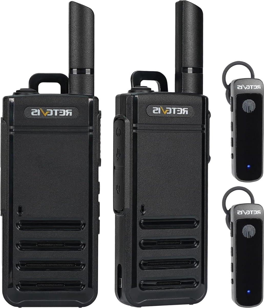 Walkie Talkie PMR446 Two Way Radio met Headset Type-C VOX Draagbare Walkie Talkies voor kamperen autoreizen - zwart - 2 stuks