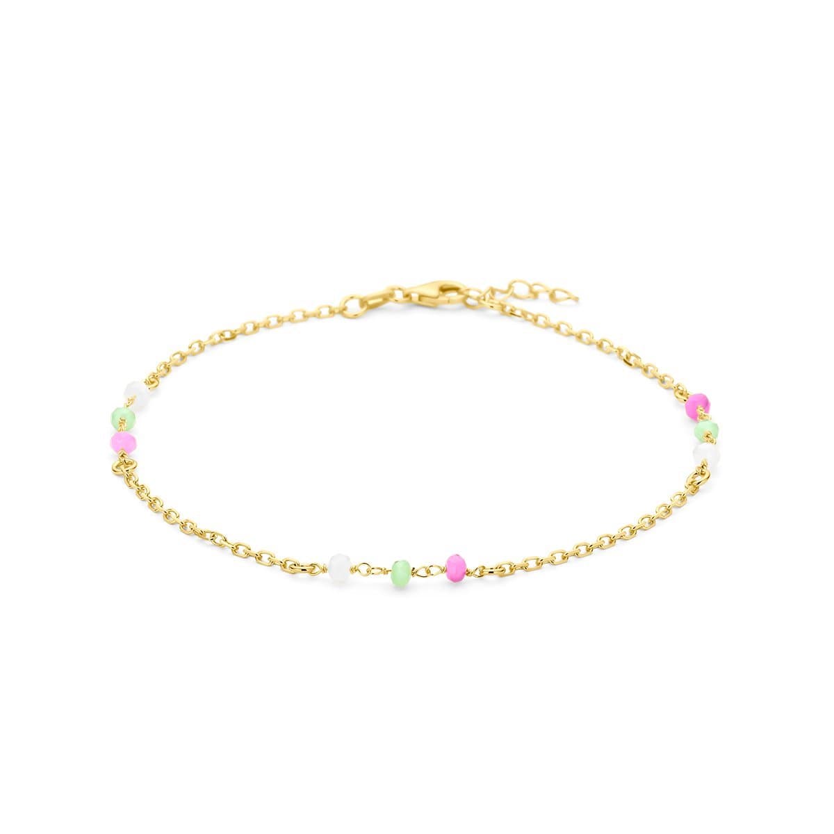 enkelbandje meerdere kleuren kristal bolletjes 24 + 2 cm 3 micron